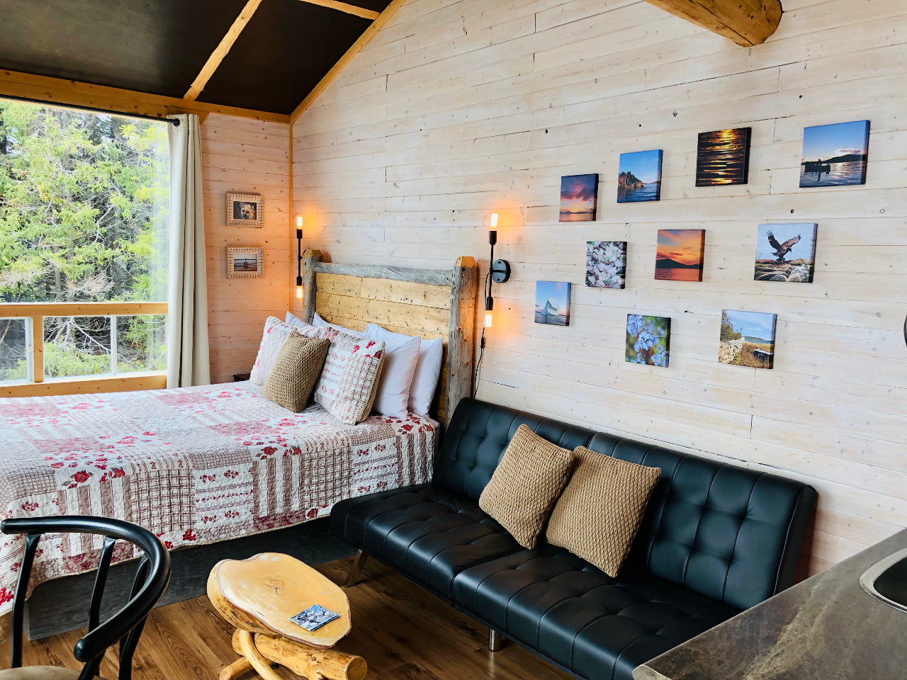 A comfortable queen sized bed and a futon for children