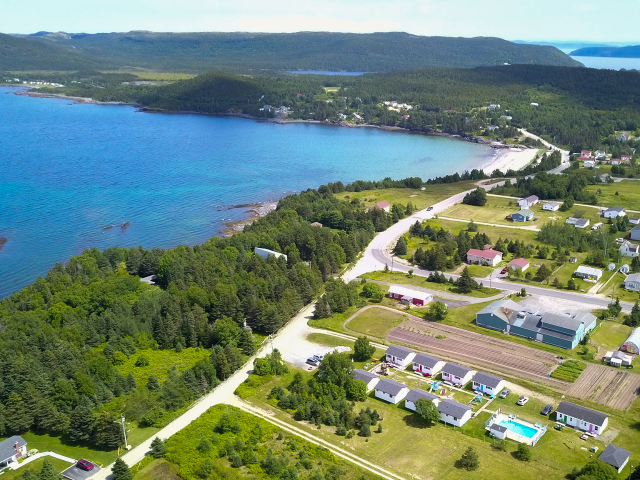 Aerial view of Bank Road overlooking Eastport Beach