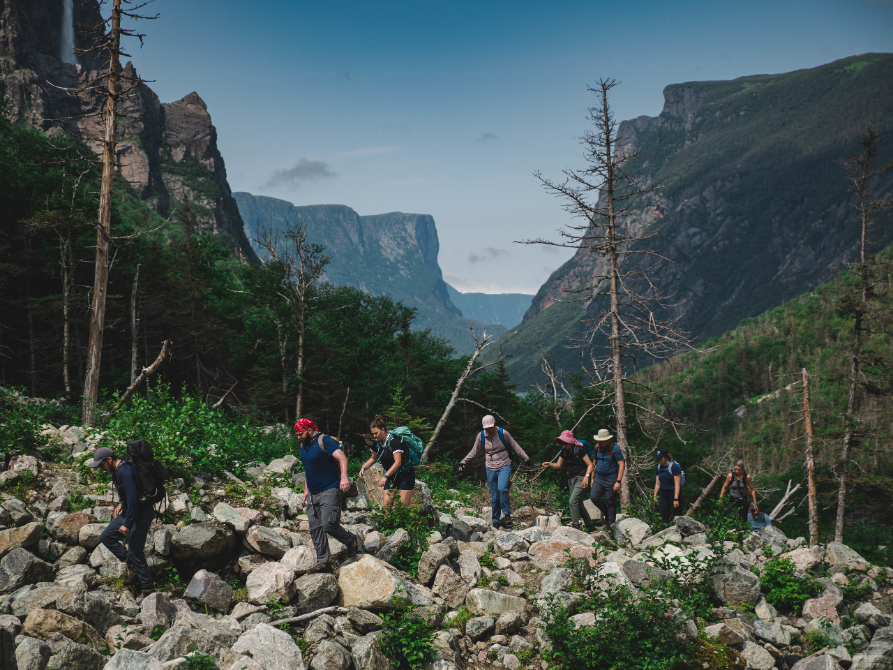 Hiking over a landslide